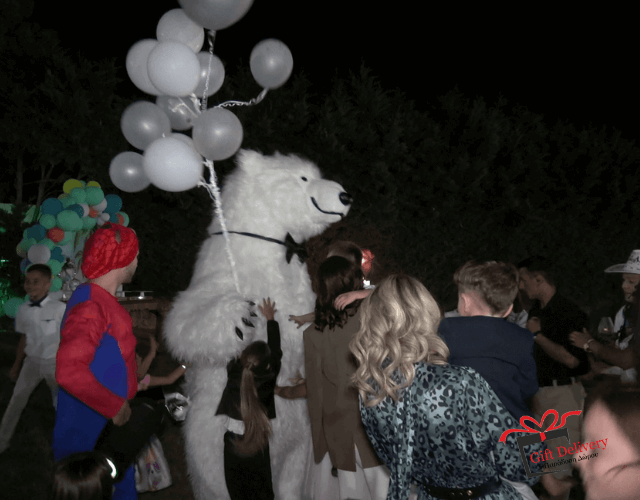 White Bear for Children's Kids Parties in Athens. Order a greeting from a polar bear in Athens. Polar bear for birthday. polar bear in Athens. Order a Polar Bear for children's kids parties. Animator White Polar Bear for a Children's kids Party in Athens. Mascotte White Polar Bear at a kids children's party. Gift Delivery.